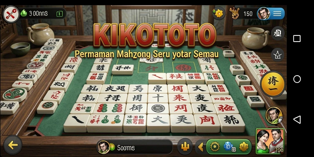 Tampilan gameplay seru KIKOTOTO dengan aksi Mahjong yang menantang.