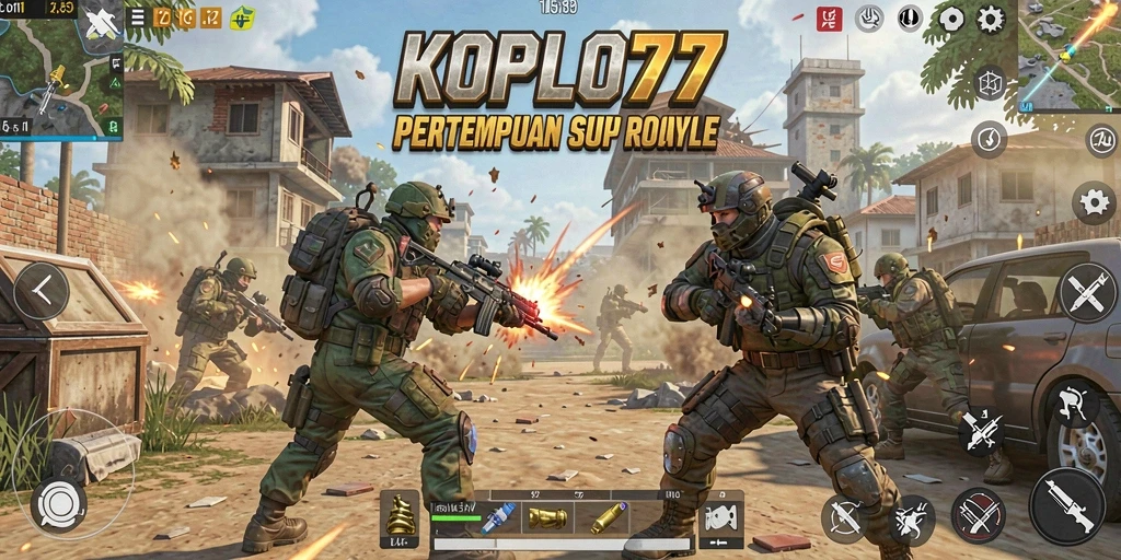 Tampilan gameplay seru KOPLO77 dalam pertempuran Battle Royale.